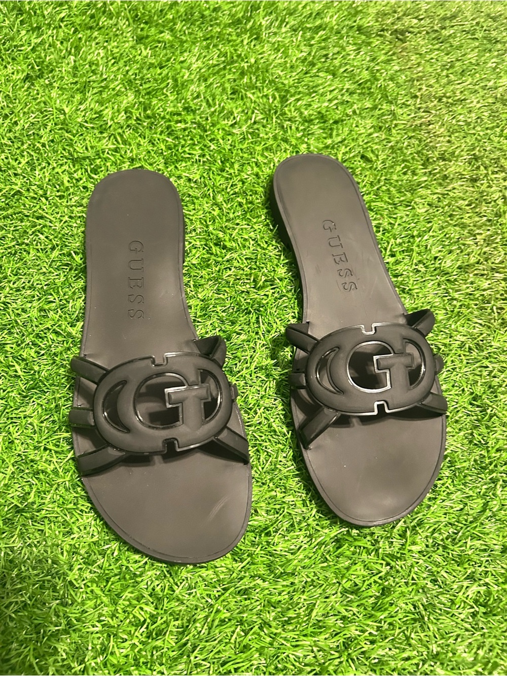 GUESS Black Logo Slide Sandals for Women